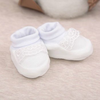 Пинетки для новорожденных Диво - 2 белый велюр, Белый, Нарядные пинетки, носочки, Велюр, 68