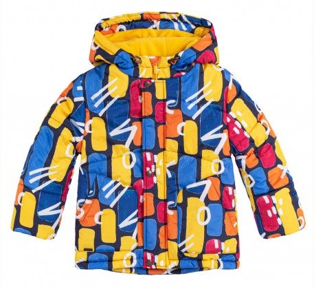 Зимова куртка Кольорові Камінчики для хлопчика з термоутеплювачем, 92, Плащівка