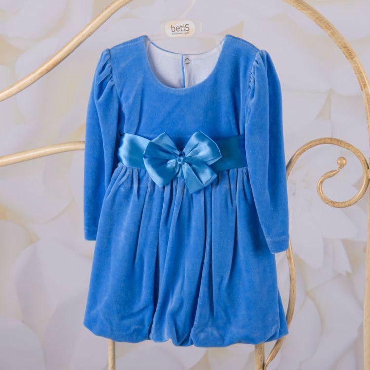 Велюровое платье Красуня для девочки голубое