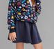 Детская юбка Клеш тринитка значки на синем, 98, Трикотаж трехнитка