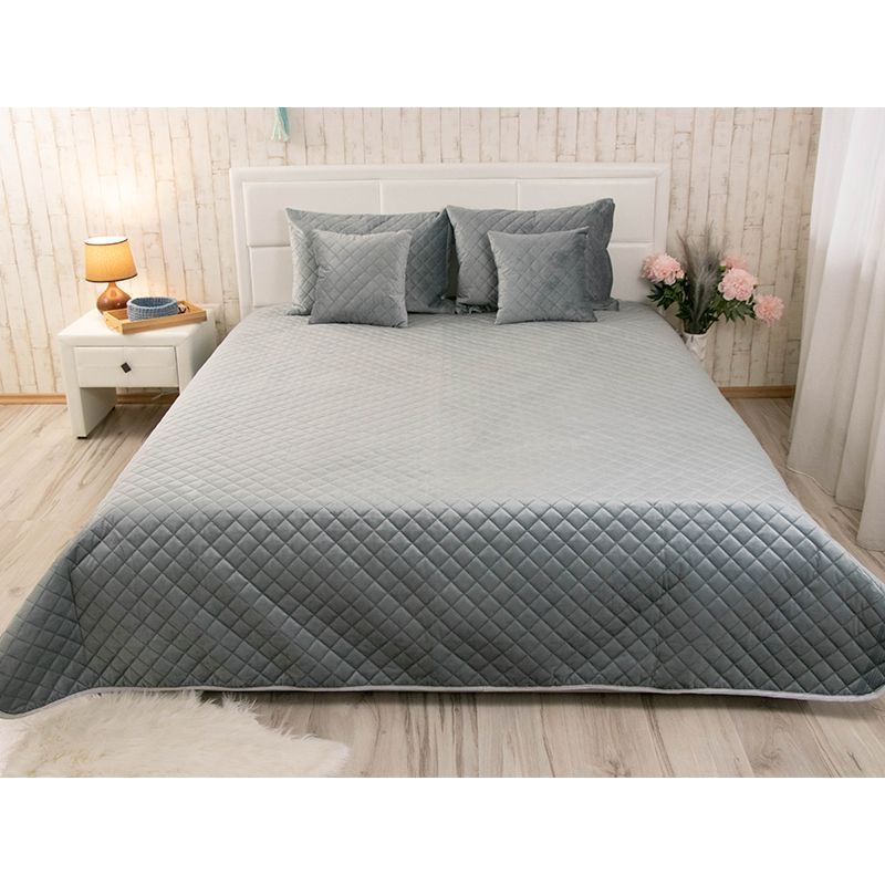 купити Двостороння декоративна подушка Velour Dark Grey ромб 40х40 см в інтернет - магазині в Києві