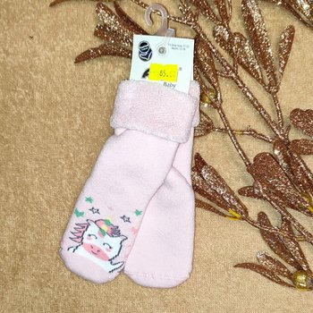 Детские махровые носки Единорог розовые