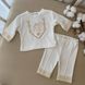 Святковий хрестильний костюм для хлопчика Маленький Янгол молочний з вишивкою та мереживом