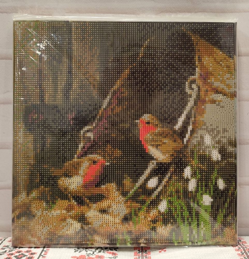 Алмазна мозаїка на підрамнику birds in a bucket розмір 30х30 см